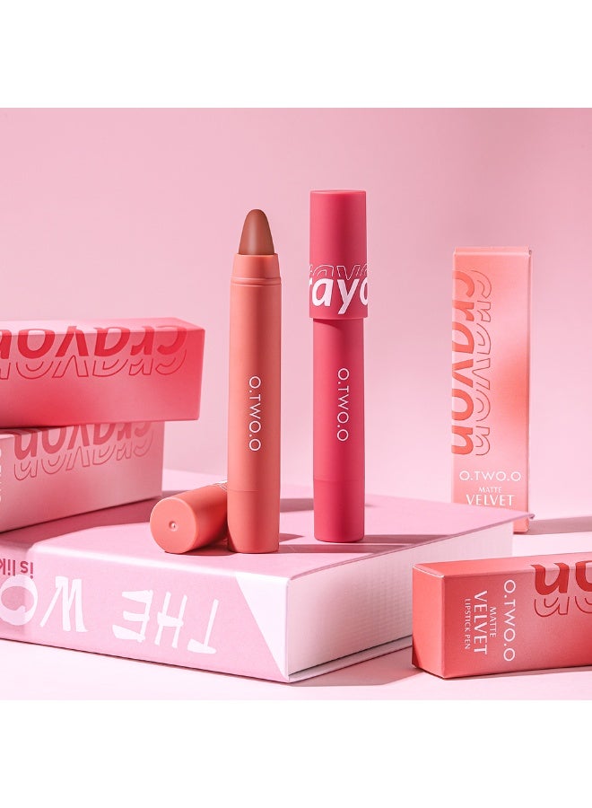 OTWOO O.TWO.O Creamy Matte Crayon Lipstick – Smooth, Long-Lasting Matte Finish (#4, SUNSET) - Image 1