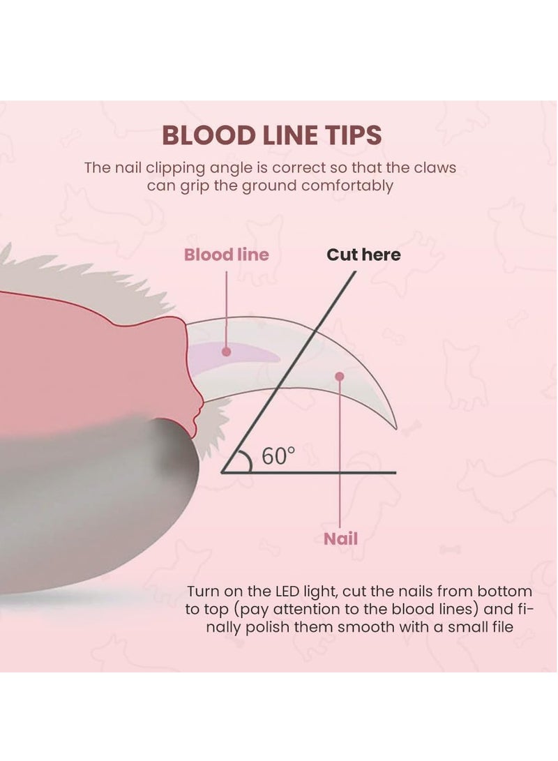 general LED Pet Nail Clippers,Upgrade Cat Nail Clipper with Light,Cat Claw Trimmer Nail Clippers for Dogs,Trim Your Pets Nails Easy and Pain-Free Grooming Tool for Small Animals (Pink 1PCS) - Image 4
