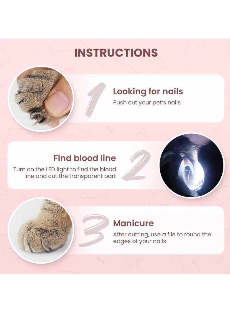 general LED Pet Nail Clippers,Upgrade Cat Nail Clipper with Light,Cat Claw Trimmer Nail Clippers for Dogs,Trim Your Pets Nails Easy and Pain-Free Grooming Tool for Small Animals (Pink 1PCS) - Image 5