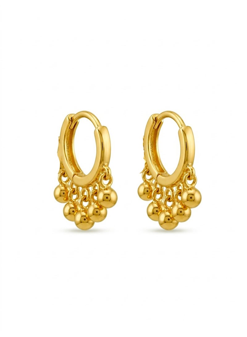 Julia Store 18K Gold Plated Aesthetic Exquisite Luxury Elegant Dainty Cute Trendy Timeless Dangle Balls Minimalist Hypoallergic Huggie Hoop Earrings For Women Jewelry Gift - Image 1