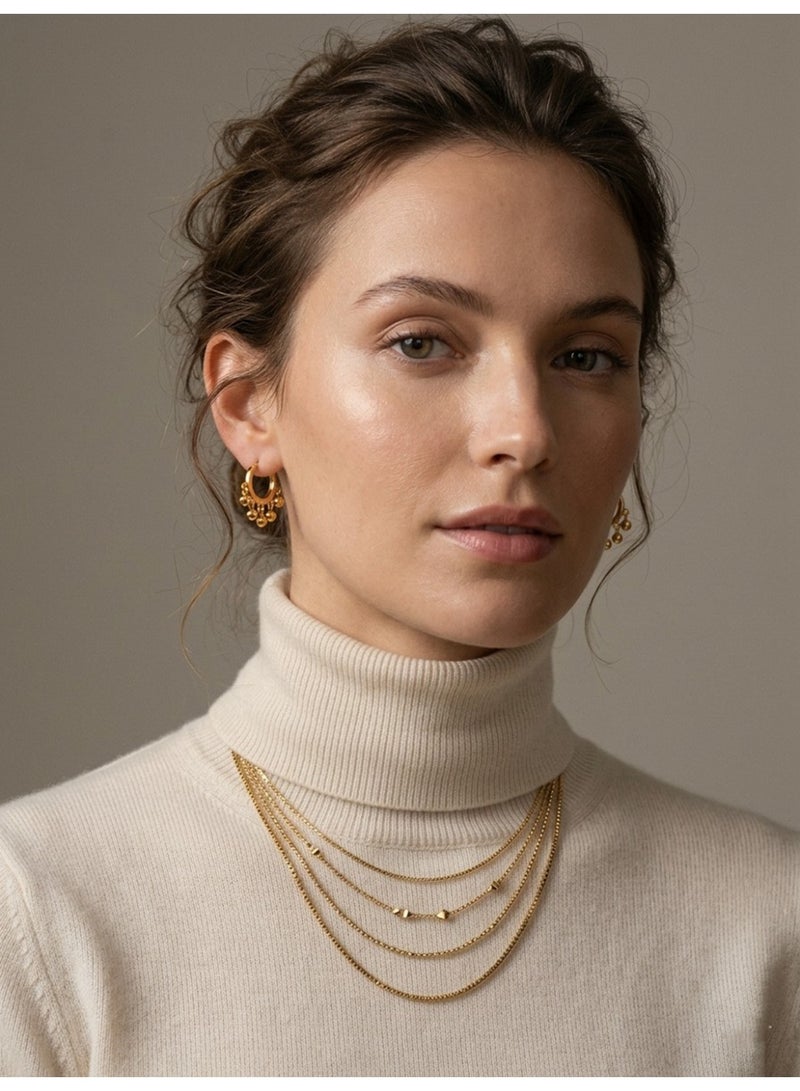 Julia Store 18K Gold Plated Aesthetic Exquisite Luxury Elegant Dainty Cute Trendy Timeless Dangle Balls Minimalist Hypoallergic Huggie Hoop Earrings For Women Jewelry Gift - Image 3