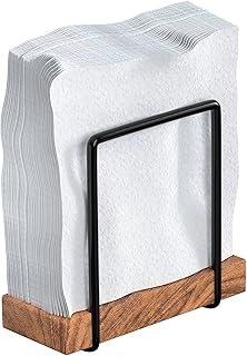 Tribello Modern Farmhouse Napkin Holder, Standing Vintage Napkin Holder for Tables, Steel And Wooden Base Kitchen & - Image 1