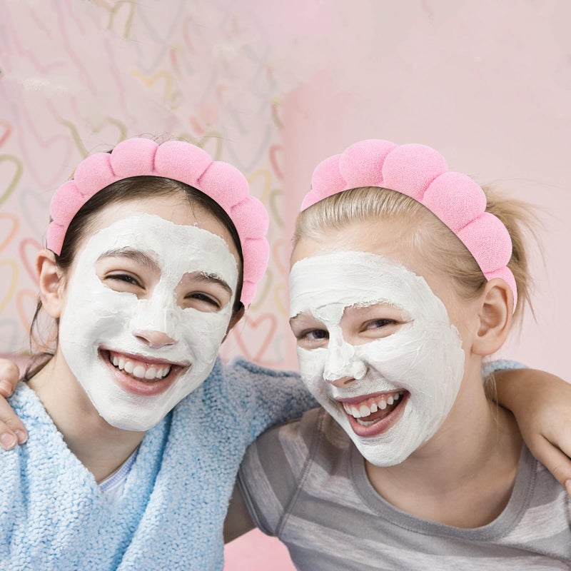 WHAVEL 3 Pack Spa Headband Skincare Headbands, Makeup Headband Sponge Terry Cloth Headbands Face Wash Headband Puffy Hair Band for Washing Face Women Girls (Pink) - Image 5