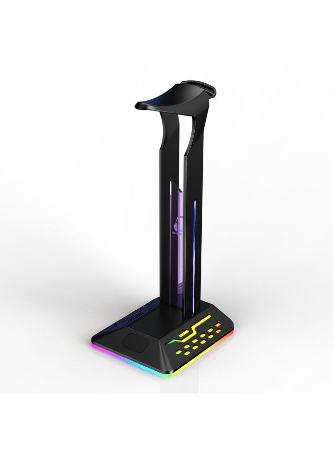 Loquat Rgb Gaming Headset Stand Colorful Lighting Dual Usb Game Headphone Display Rack Esports Headphone Holder Bracket-Color:Black-Style:D8  - Image 3