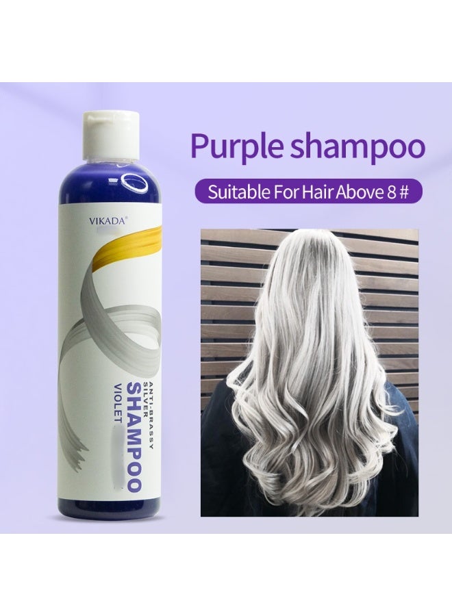 VIKADA 275ml Silver  Purple Shampoo for Blonded Hair, Intensive Silver Shampoo, Toning  Brightening, Blonde, Platinum, Gray, White Hair, Anti-Yellow Tint, Moisturizing - Image 1