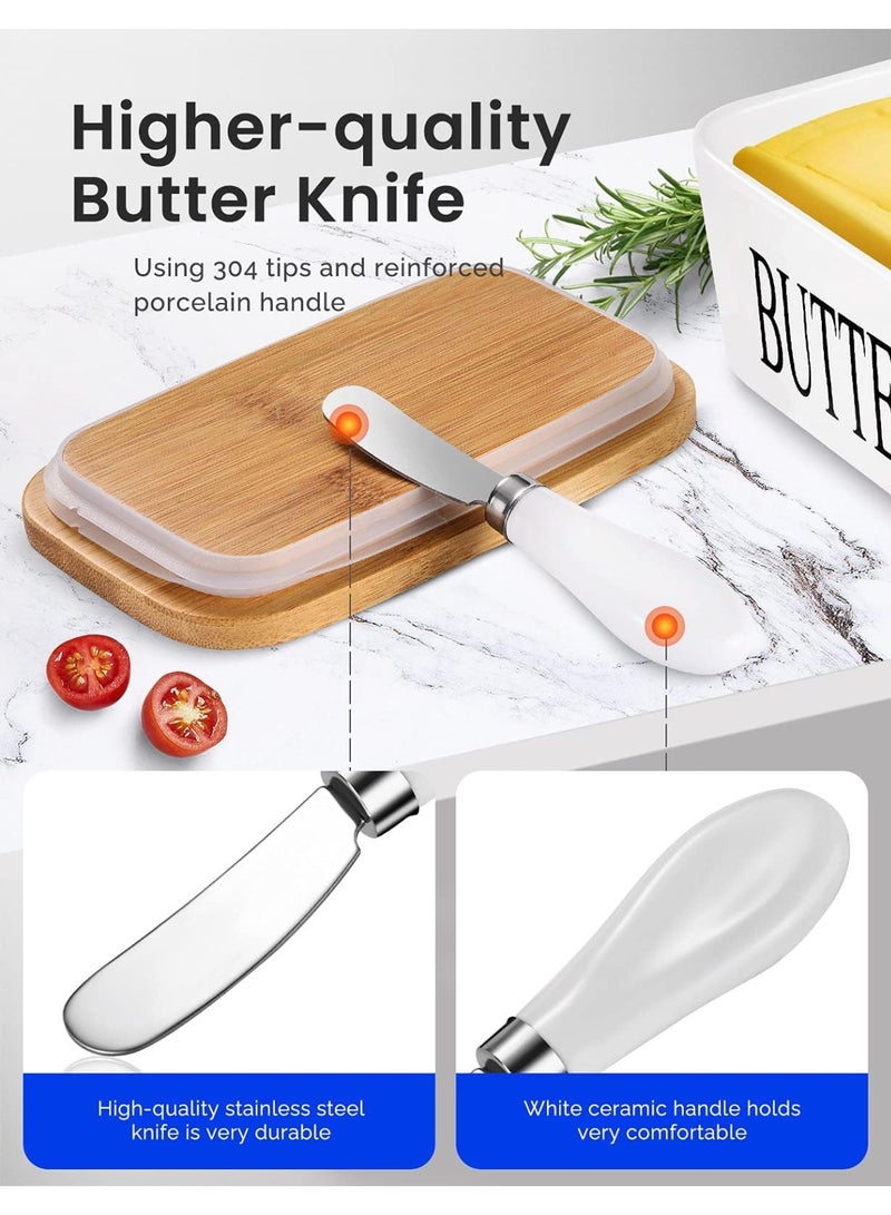 2 Pack Stainless Steel Butter Spreader Knife, Butter Knife with White Porcelain Handle, Cheese Butter Spreader Knives for Kitchen - Image 5