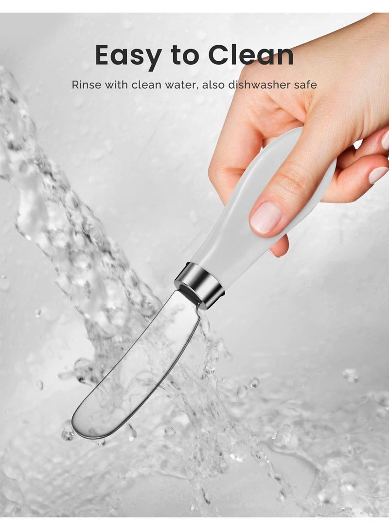 2 Pack Stainless Steel Butter Spreader Knife, Butter Knife with White Porcelain Handle, Cheese Butter Spreader Knives for Kitchen - Image 3