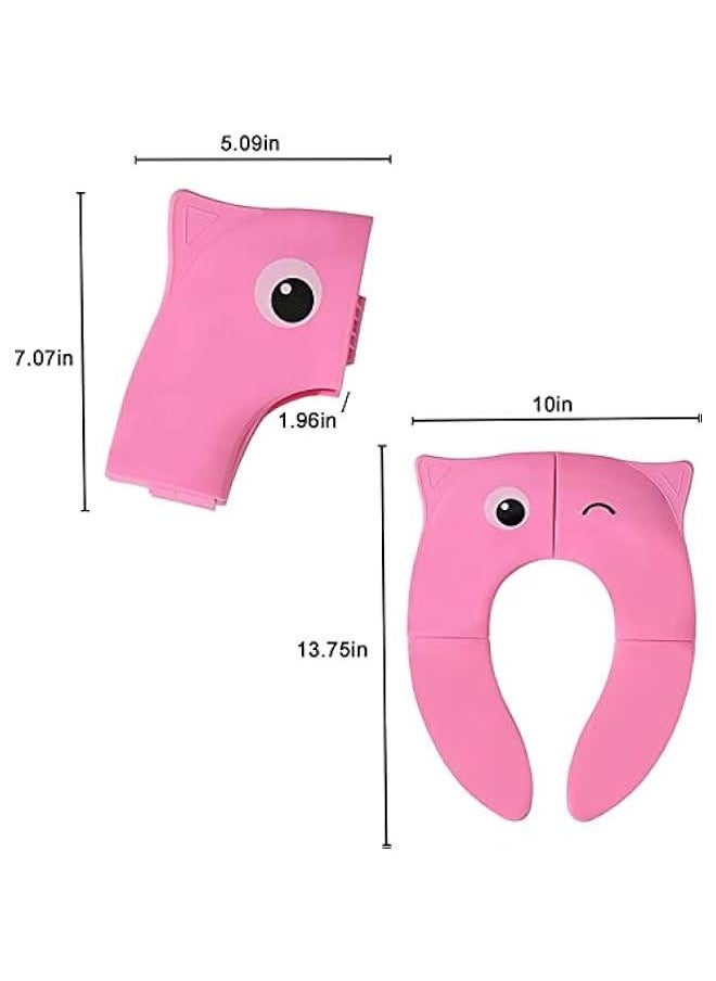 FYLX Toilet Potty Training Seat Cover Travel Toilet Seat Folding Non Slip Silic Pads Travel Portable Reusable Kids Toddlers Boys Girls Carry Bag Pink)  - Image 3