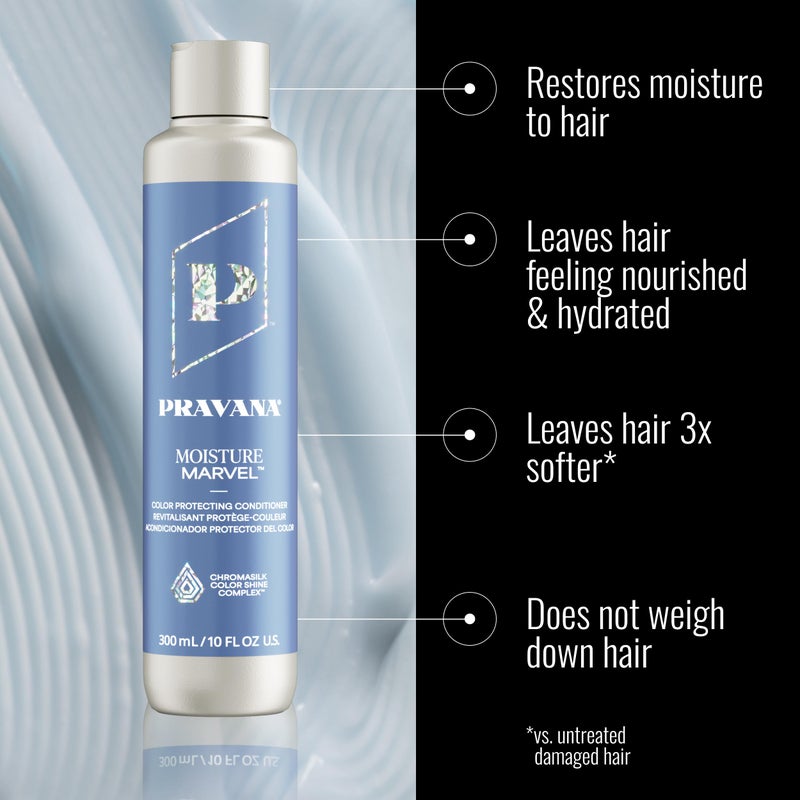 Pravana Moisture Marvel Conditioner | Hydrates, Moisturizes, Nourishes | For Dry, Color Treated Hair | Chromasilk Enhances Shine & Protection | Vegan, Cruelty-Free | Paraben & Sulfate Free | 10 Fl Oz - Image 2