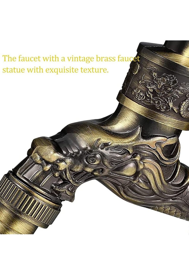 Y&D Wall Mount Faucet, Vintage Brass Outdoor Tap, Antique Garden Tap Kit, Zinc Alloy Basin Faucet for Home, Kitchen, Bathroom, Outdoor, (1/2") - Image 3