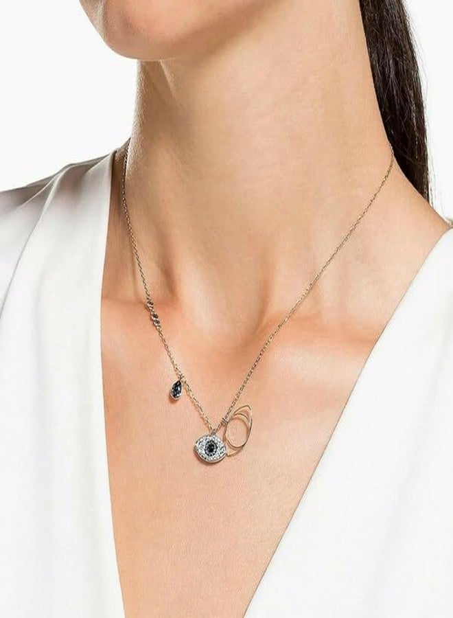 SALTY Anti Tarnish Evil Eye Pendant Necklace for Women | Stylish Locket Chain | Latest Fashion Jewellery Accessories for Girls | Minimal Jewelry | Gift for Women (Sapphire Evil Eye) | Marriage, Birthday | Gift for Valentine Day - Image 2