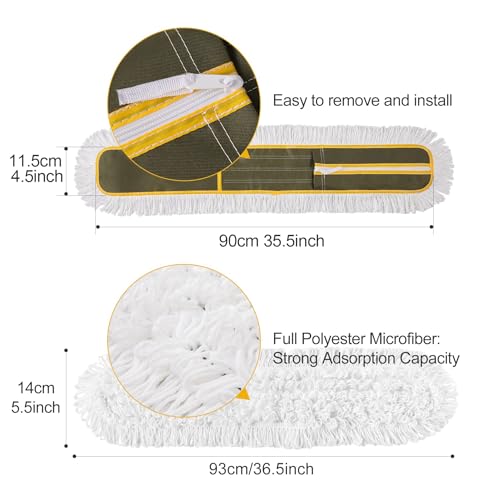 CLEANHOME 36" Microfiber Mop Pads 2 Pieces Just Fit CLEANHOME Industrial Dust Mop: B08R3F1ZZM,Green - Image 2