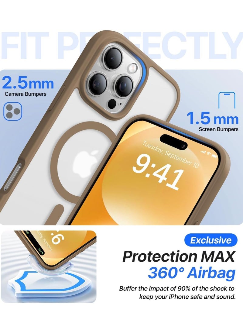 Generic - Magnetic Case for iPhone 16 Pro 6.3-Inch Compatible with MagSafe, Shockproof Phone Bumper Cover, Solid Color Matte TPU Frame, Anti-Scratch Clear Back (Desert Titanium) - Image 1