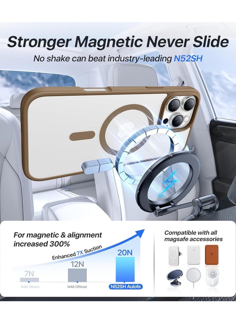 Generic - Magnetic Case for iPhone 16 Pro 6.3-Inch Compatible with MagSafe, Shockproof Phone Bumper Cover, Solid Color Matte TPU Frame, Anti-Scratch Clear Back (Desert Titanium) - Image 1