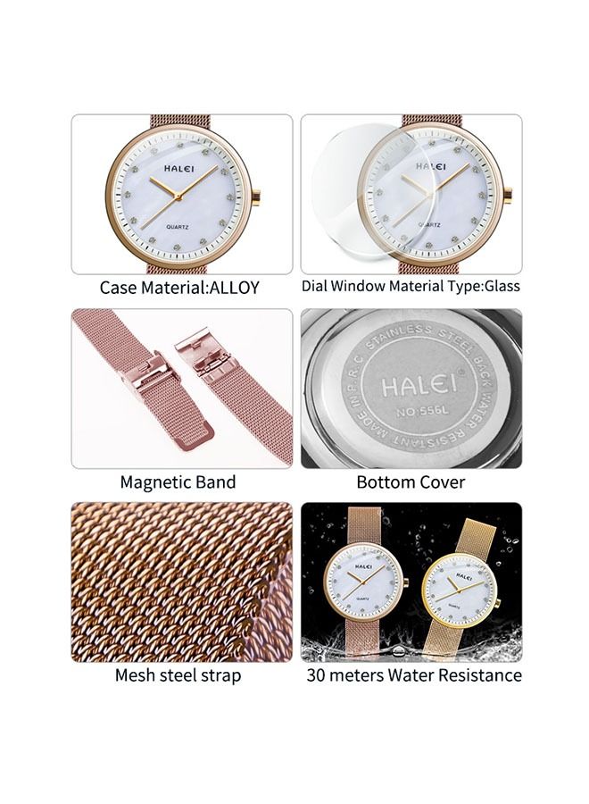 هالي ساعة نسائية عصرية ومريحة من المعدن - مقاومة للماء حتى 30 متر ومقاومة للصدمات - متعددة الاستخدامات للعمل وال casual - هدية مثالية - Image 5