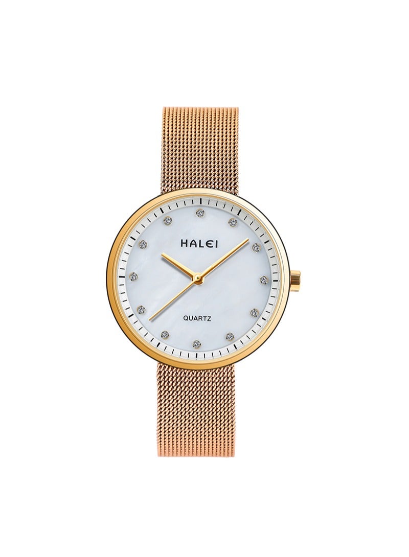 هالي ساعة نسائية عصرية ومريحة من المعدن - مقاومة للماء حتى 30 متر ومقاومة للصدمات - متعددة الاستخدامات للعمل وال casual - هدية مثالية - Image 1