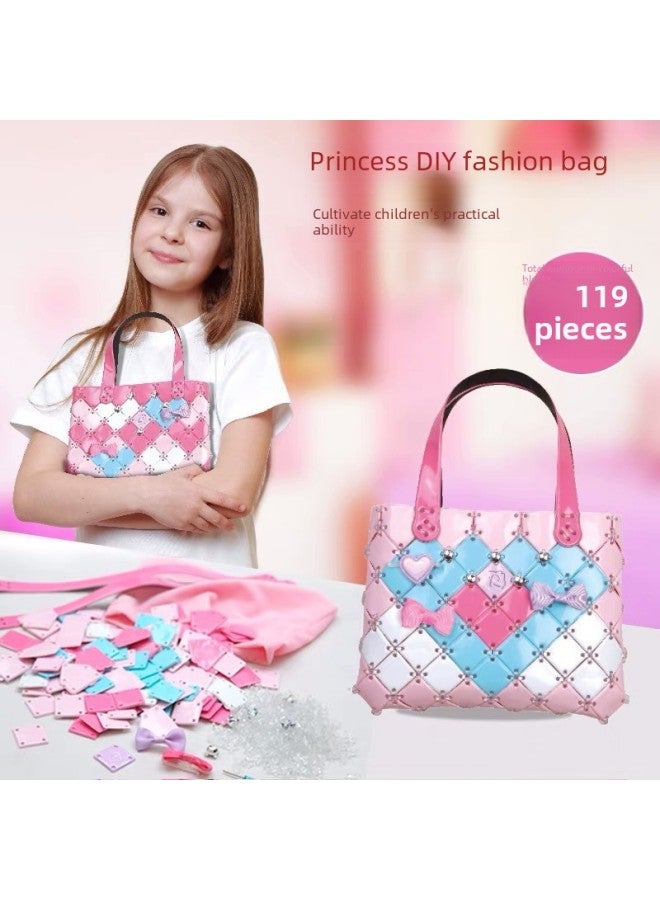 Children's Detachable Woven Shoulder Bag Handmade Material Bag Diy Handmade Bag Girl Gift Toy-Color:[English Version] 9903(28 Pieces)  - Image 2