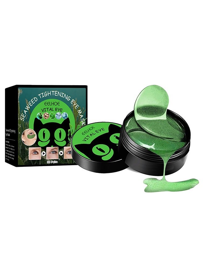 EELHOE 30 Pairs Seaweed Eye Mask - Under Eye Patches with Collagen and Hyaluronic Acid, Seaweed Tightening Eye Mask - Hydrating Green Eye Gel Pads for Puffy Eyes, Wrinkles, Dark Circles and Bags Under Eyes - Image 1