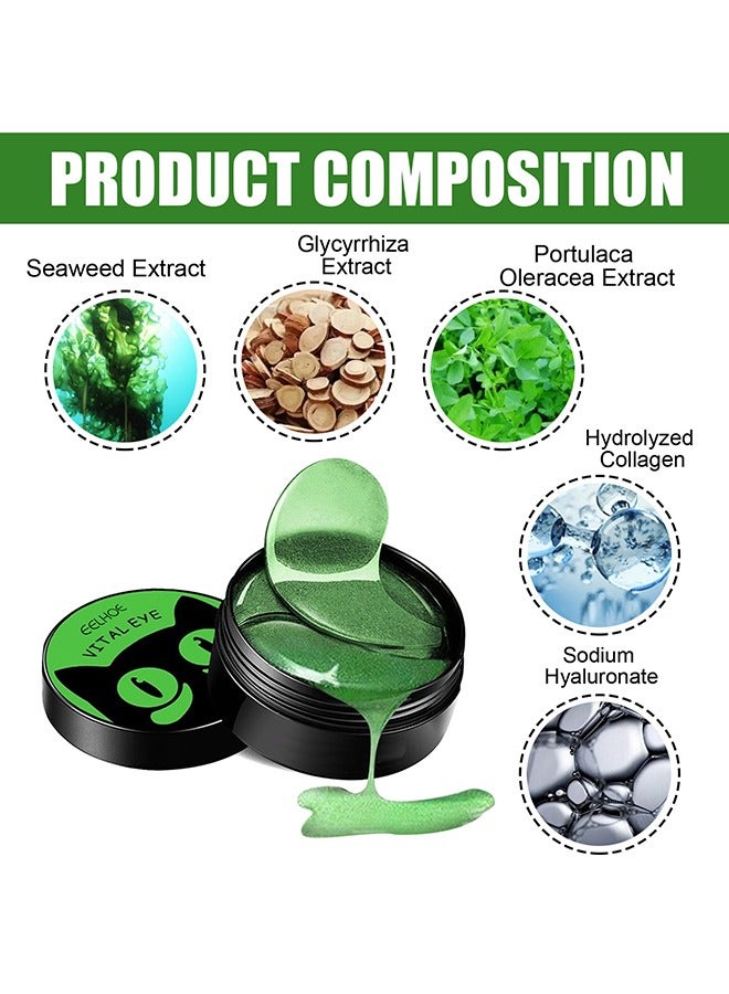 EELHOE 30 Pairs Seaweed Eye Mask - Under Eye Patches with Collagen and Hyaluronic Acid, Seaweed Tightening Eye Mask - Hydrating Green Eye Gel Pads for Puffy Eyes, Wrinkles, Dark Circles and Bags Under Eyes - Image 3