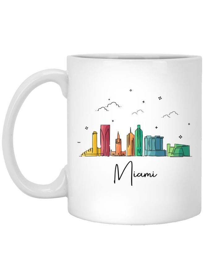 Miami City Coffee Mug - Miami City Christmas Mug - Landmarks Xmas Mug - Colorful City Skyline Graphic - Miami Gifts For Christmas 11oz