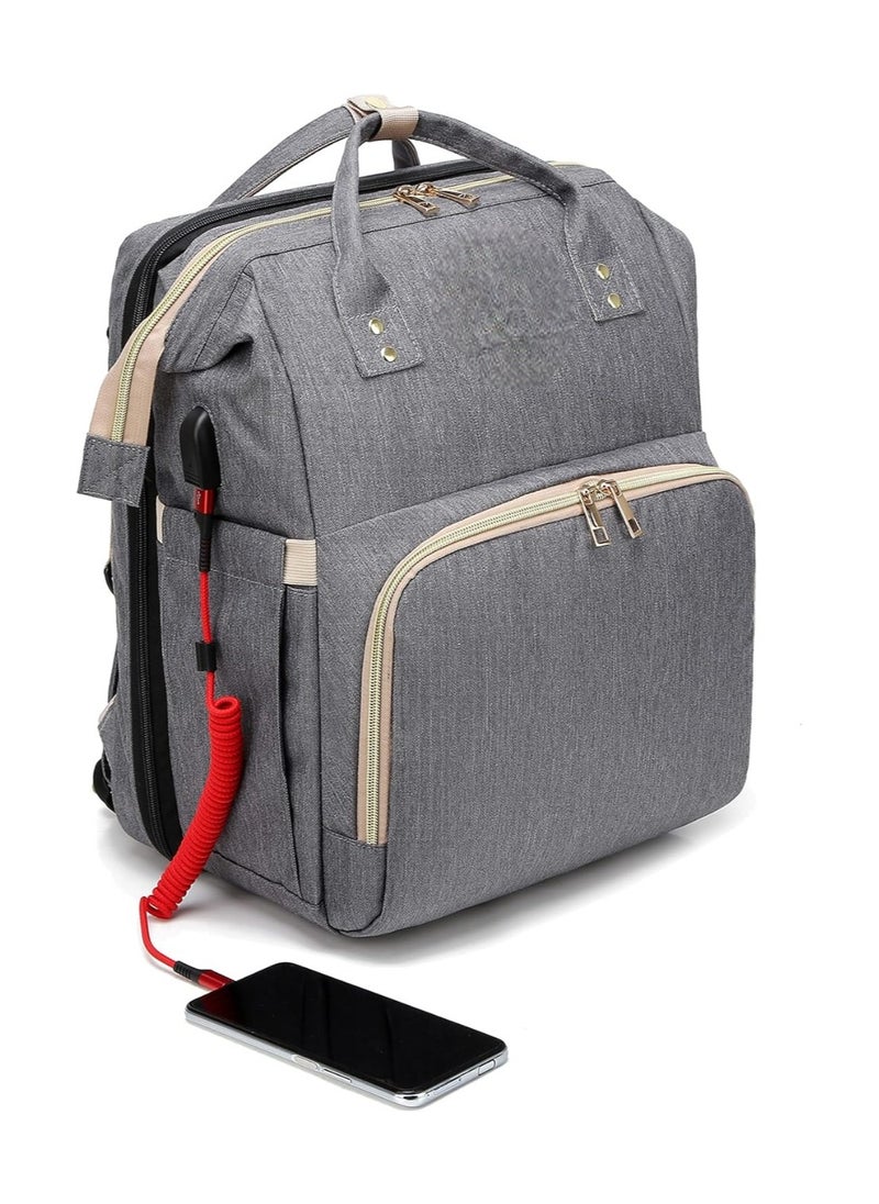 Generic - Baby Diaper Diaper Bag Backpack Diaper Bag Large Capacity Organizers Carrycot Backpack with Mat & Stroller Straps and Insulated Bottle Warmer Pockets - Image 1
