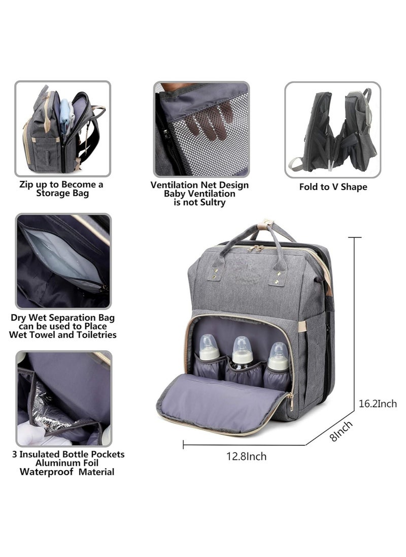 Generic - Baby Diaper Diaper Bag Backpack Diaper Bag Large Capacity Organizers Carrycot Backpack with Mat & Stroller Straps and Insulated Bottle Warmer Pockets - Image 1