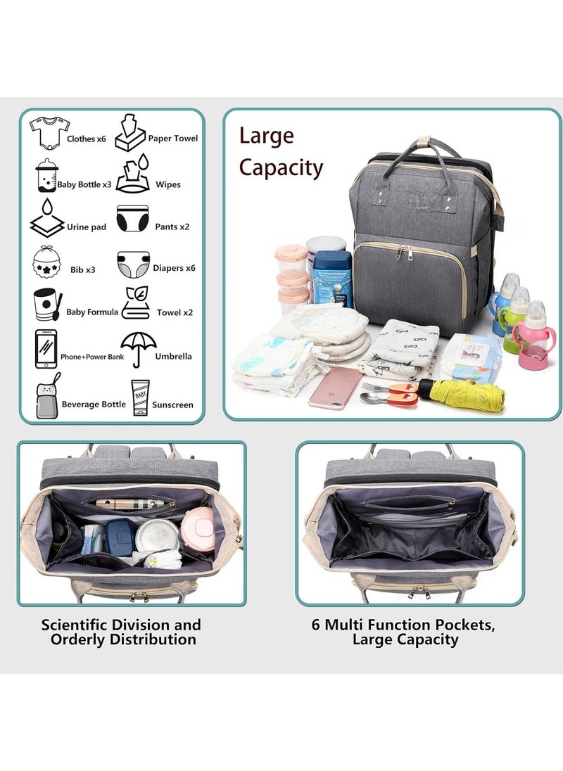 Generic - Baby Diaper Diaper Bag Backpack Diaper Bag Large Capacity Organizers Carrycot Backpack with Mat & Stroller Straps and Insulated Bottle Warmer Pockets - Image 1