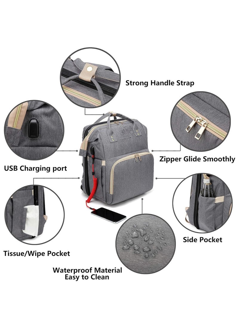 Generic - Baby Diaper Diaper Bag Backpack Diaper Bag Large Capacity Organizers Carrycot Backpack with Mat & Stroller Straps and Insulated Bottle Warmer Pockets - Image 1