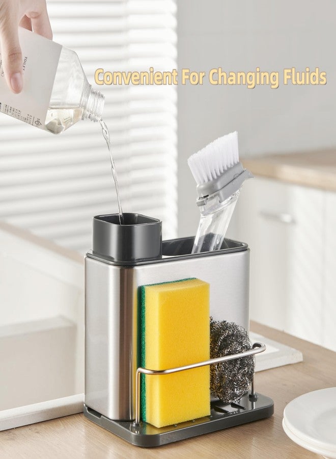 LIBODOUR Soap Dispenser for Kitchen & Bathroom Sink,3-in-1 Sponge Holder for Kitchen, Organizer Dish Soap Dispenser,Sink Caddy,Stainless Steel Dish Brush Scrubber with Sponge Holder - Image 5