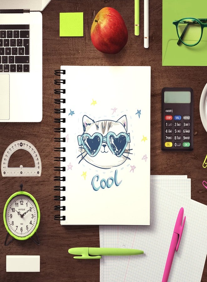 Vprint Quality Unruled Diary Notebook Drawing Pad Planner A5 Size,100 GSM 160 Pages(White Cool Cat) - Image 3