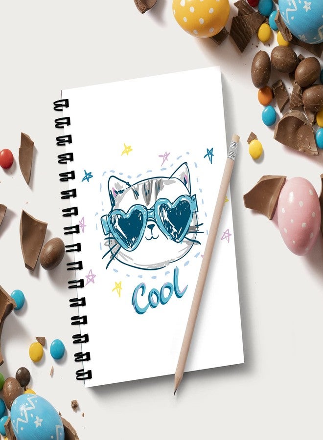 Vprint Quality Unruled Diary Notebook Drawing Pad Planner A5 Size,100 GSM 160 Pages(White Cool Cat) - Image 1