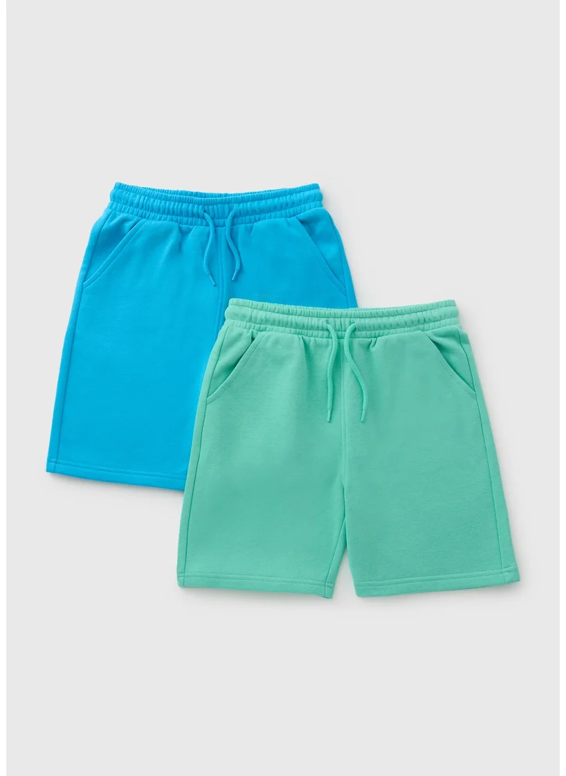 Matalan 2 Pack Boys Blue & Green Jog Shorts