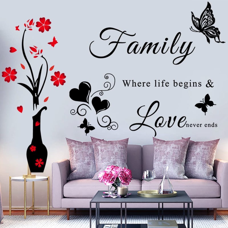 Family Letter Quotes Wall Stickers  Removable Vases  Murals for Living Room Bedroom Sofa Backdrop  TV Wall