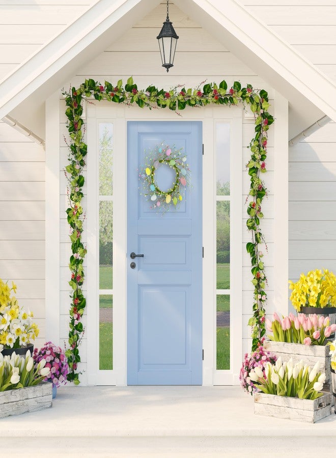 AMF0RESJ Easter Wreaths for Front Door Easter Egg Door Wreath with Colorful Eggs,Mixed Berry for Front Door Indoor Outdoor Farmhouse Home Wall Window Festival Wedding Decoration - Image 2