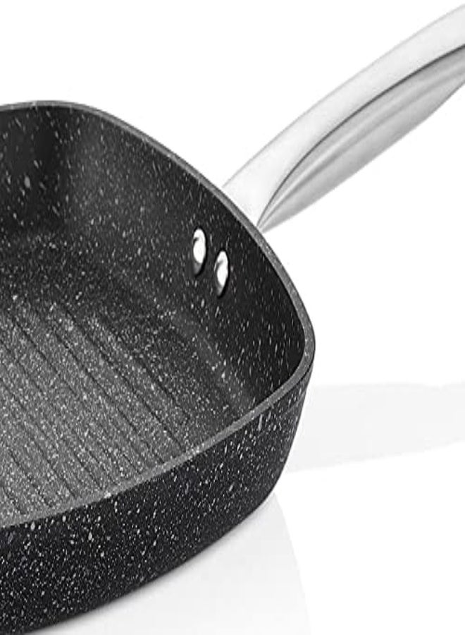Falez Non Stick Granite Grill Pan, 28 cm Diameter, Black - Image 4