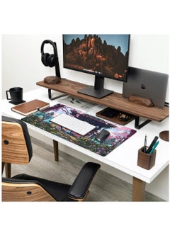 Excefore Pink Japan Desk Pad Anime Gaming Green Mouse Pad Large Mouse Pad For Desk Computer Pc Laptop Office Decor For Women, Anime Mouse Keyboard Pad Stitched Edges Non-Slip Rubber Mat Desk Pad, 31.5x15.7 In  - Image 3