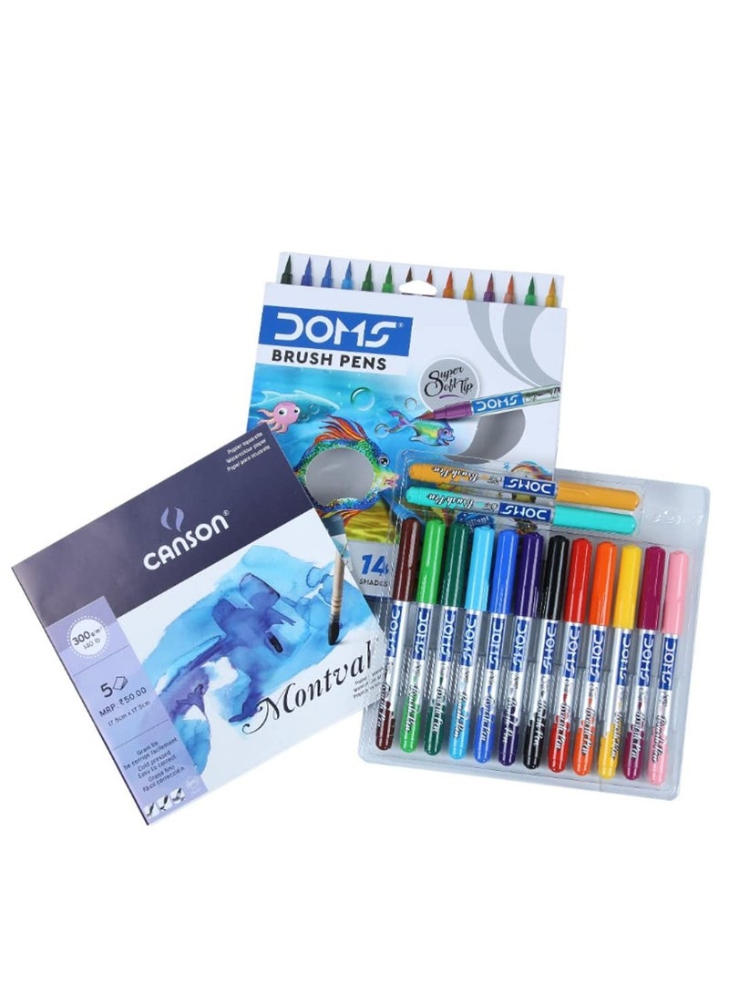 DOMS 14 Shades Brush Pen Box Pack | Super Soft Tip With Brilliant Colors | Water Based Ink Which Gives Water Color Effect | Pack Of 1, Multicolor - Image 2