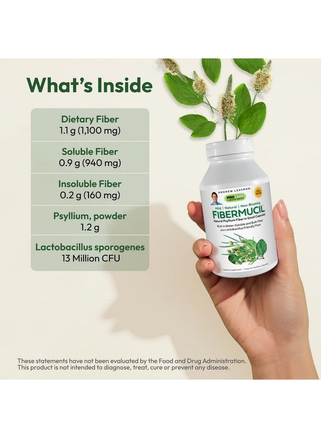 ANDREW LESSMAN Fibermucil 60 Capsules -Psyllium Husk Powder. Gently Promotes Regularity and Digestive Health. Rich in Fiber. Gentle, Easy, Effective. No Additives. Small Easy to Swallow Capsules - Image 3