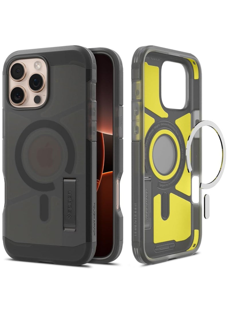 Spigen Tough Armor MagFit AI for iPhone 16 Pro Max Case Cover MagSafe with Kickstand (2024) - Frost Black  - Image 1