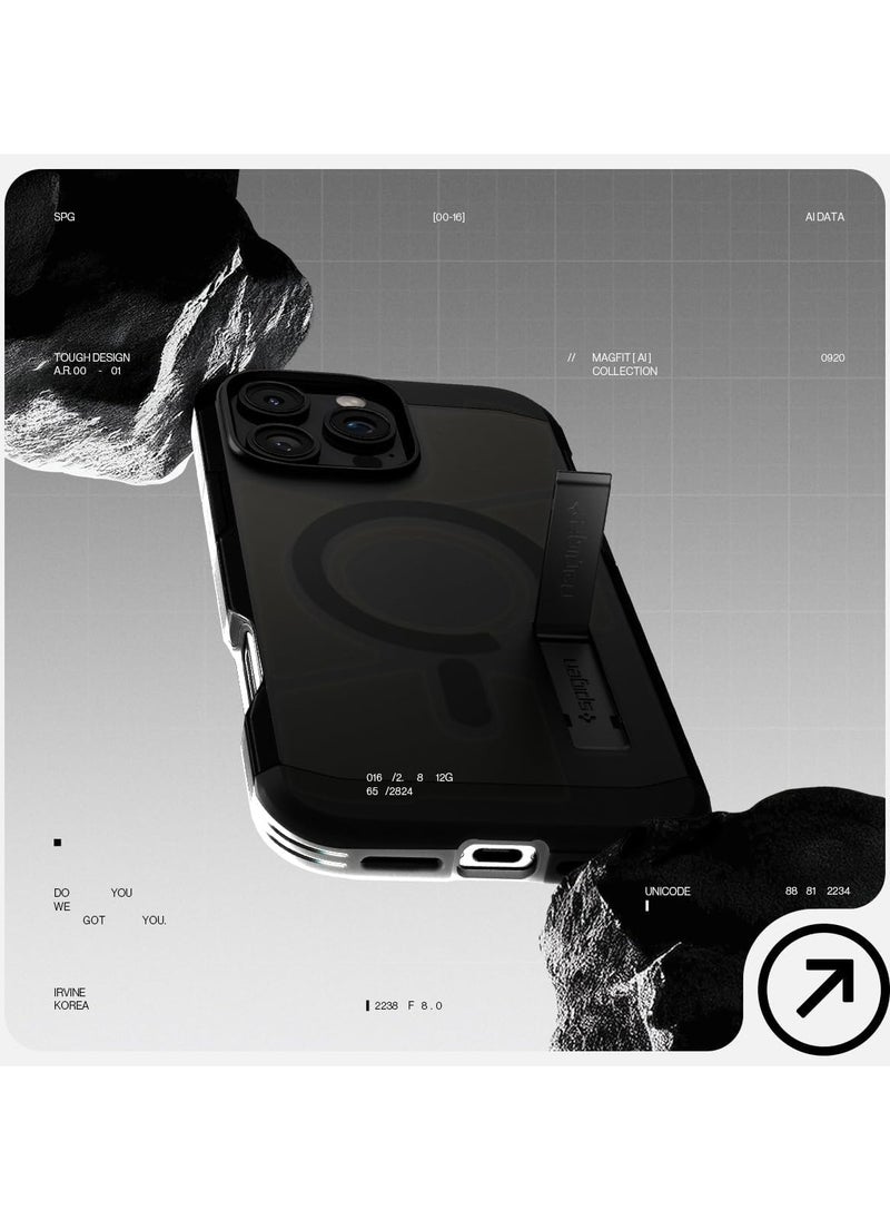 Spigen Tough Armor MagFit AI for iPhone 16 Pro Max Case Cover MagSafe with Kickstand (2024) - Frost Black  - Image 3