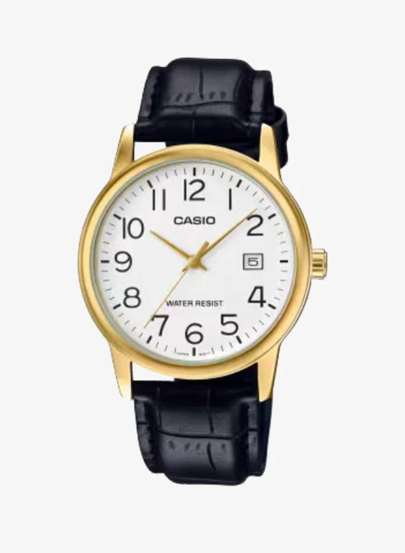 Men's Leather Analog Watch MTP-V002GL-7B2 - 37 mm