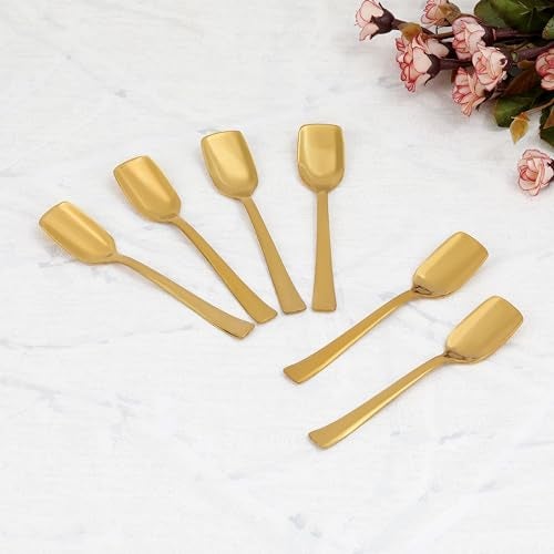 ROSTON Cutlery Set Stainless Steel Gold Premium Spoon Set Luxury Dinning Tabelware Gift for House Warming (Ice-Cream Spoon), 10 Cm - Image 2
