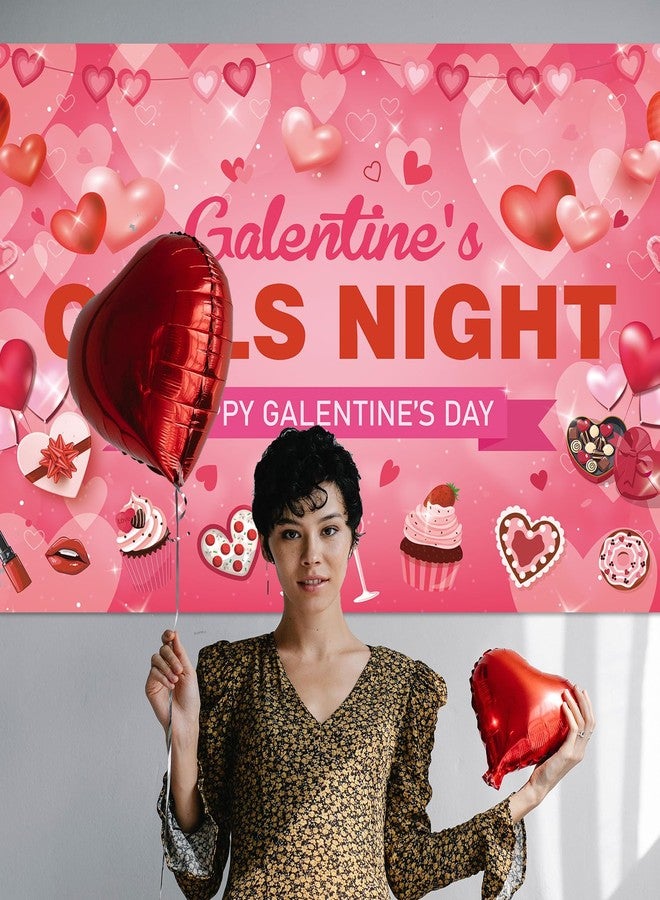 PTFNY Galentine's Girls Night Backdrop Banner Happy Galentine's Day Banner Photography Background Girls Theme Party Ladies Valentines Day Decorations for Galentines Day Party Decorations Photo Booth Props - Image 4