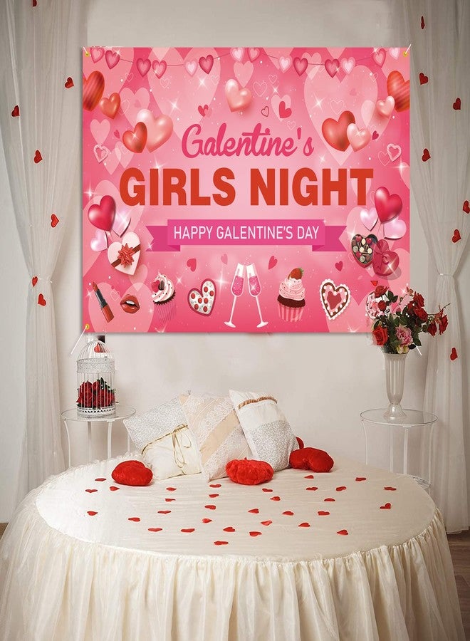 PTFNY Galentine's Girls Night Backdrop Banner Happy Galentine's Day Banner Photography Background Girls Theme Party Ladies Valentines Day Decorations for Galentines Day Party Decorations Photo Booth Props - Image 5
