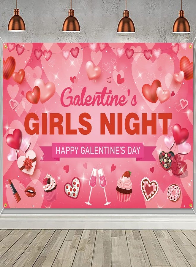 PTFNY Galentine's Girls Night Backdrop Banner Happy Galentine's Day Banner Photography Background Girls Theme Party Ladies Valentines Day Decorations for Galentines Day Party Decorations Photo Booth Props - Image 1