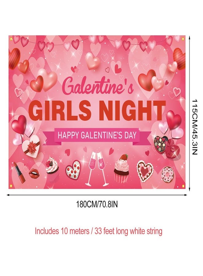 PTFNY Galentine's Girls Night Backdrop Banner Happy Galentine's Day Banner Photography Background Girls Theme Party Ladies Valentines Day Decorations for Galentines Day Party Decorations Photo Booth Props - Image 2