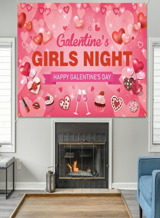PTFNY Galentine's Girls Night Backdrop Banner Happy Galentine's Day Banner Photography Background Girls Theme Party Ladies Valentines Day Decorations for Galentines Day Party Decorations Photo Booth Props - Image 3