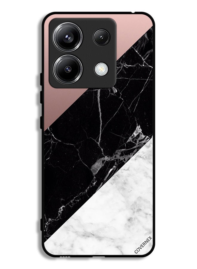 Covernex Xiaomi Poco X6 5G Protective Case Cover Marble & Plain Combination Pattern - Image 1