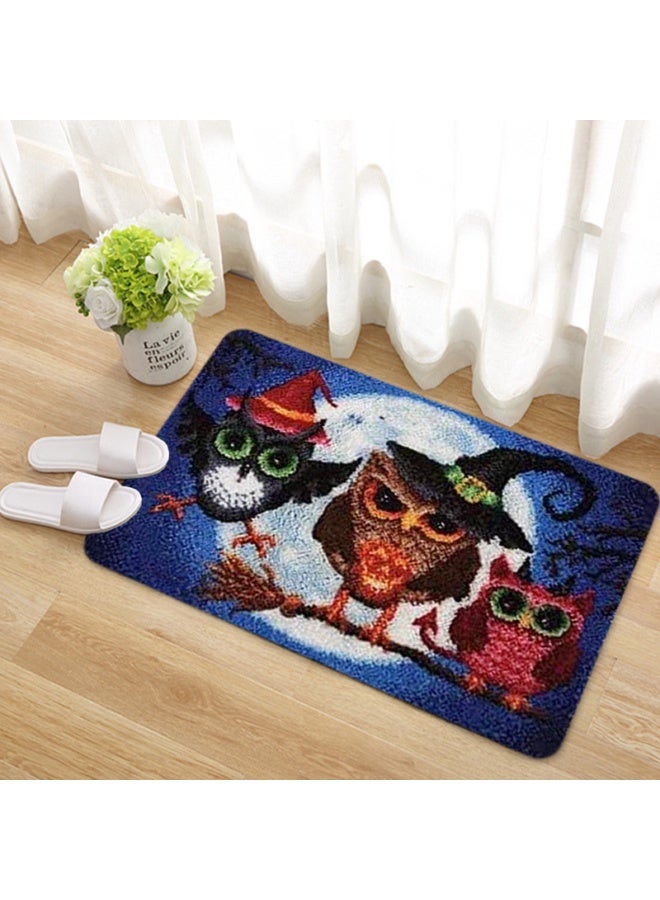 Embroidered rectangular mat, knitted door mat, carpet embroidery, entry door mat, hand embroidery DIY