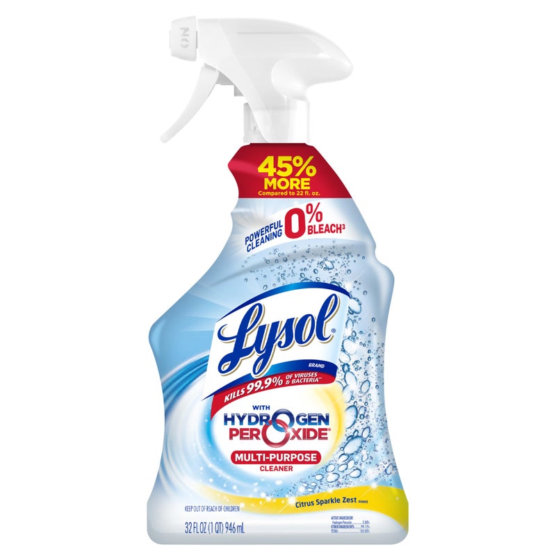 Lysol Cleaner Hydrogen Peroxide Multi-Purpose Cleaner Spray, Citrus, 32 Fluid Ounce - Image 1